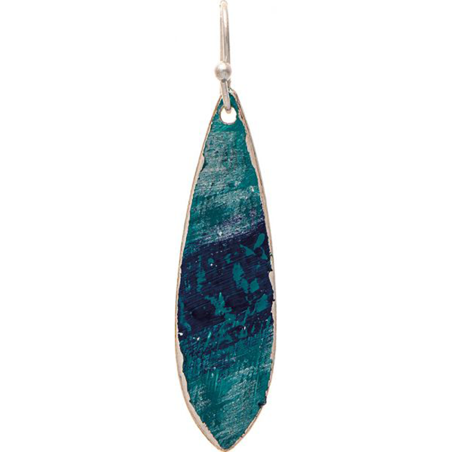 Blue Color Wash Ellipse Earrings