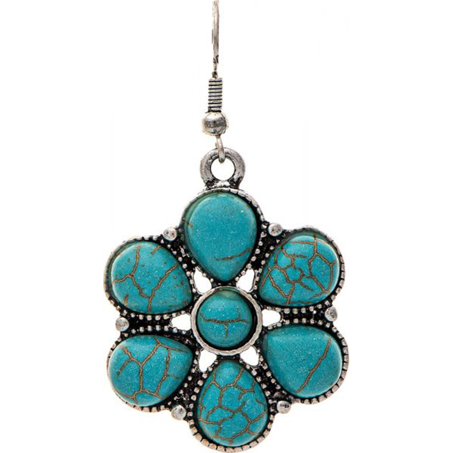 Silver Turquoise Flower Earrings