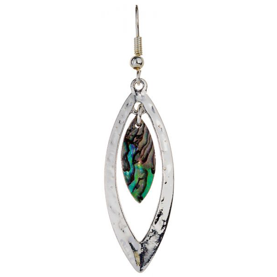 Silver Marquis Abalone Earrings