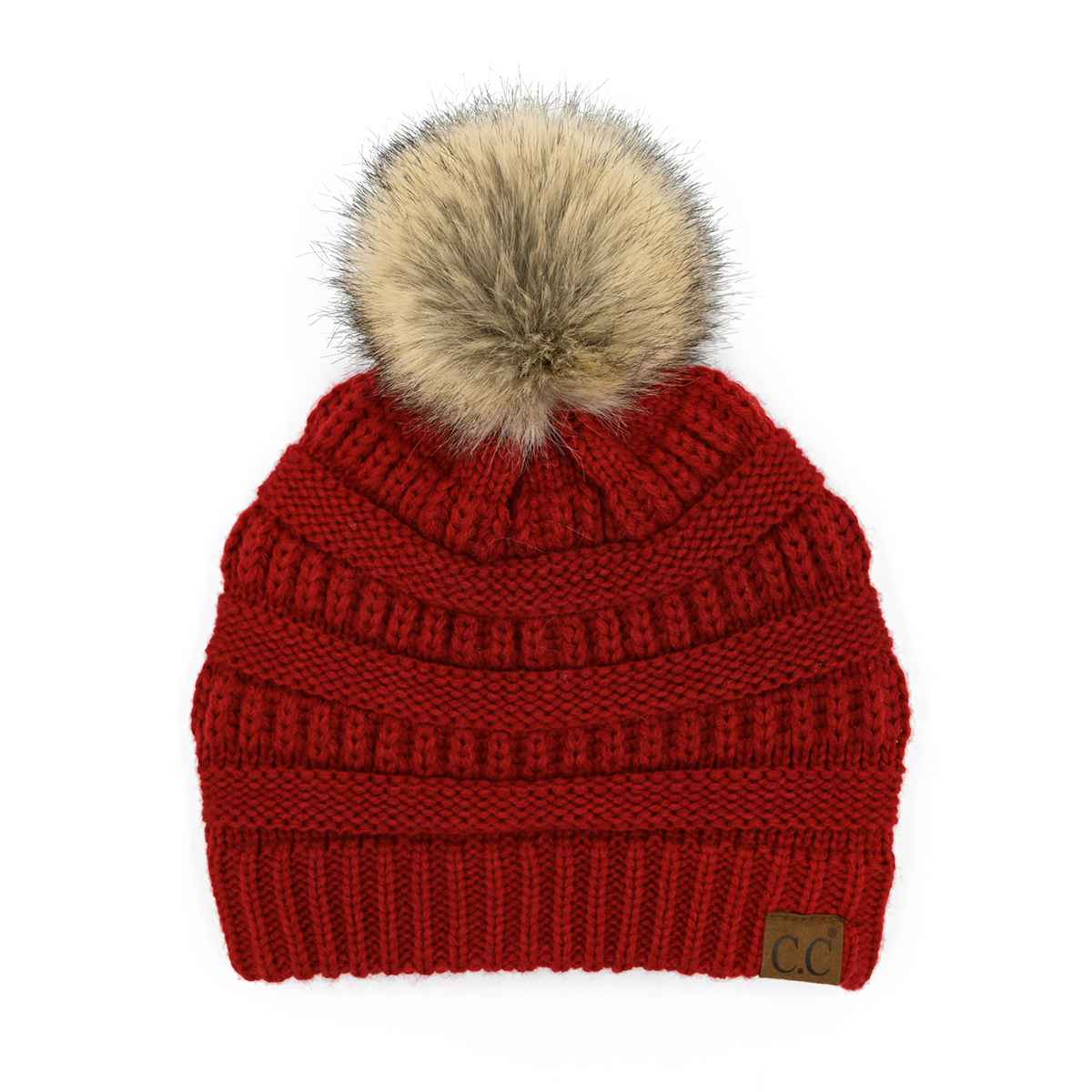Mia Knit Fur Pom Beanie: Black