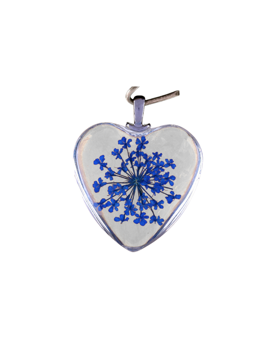 * Silver Dried Flower Heart Charm- Assorted