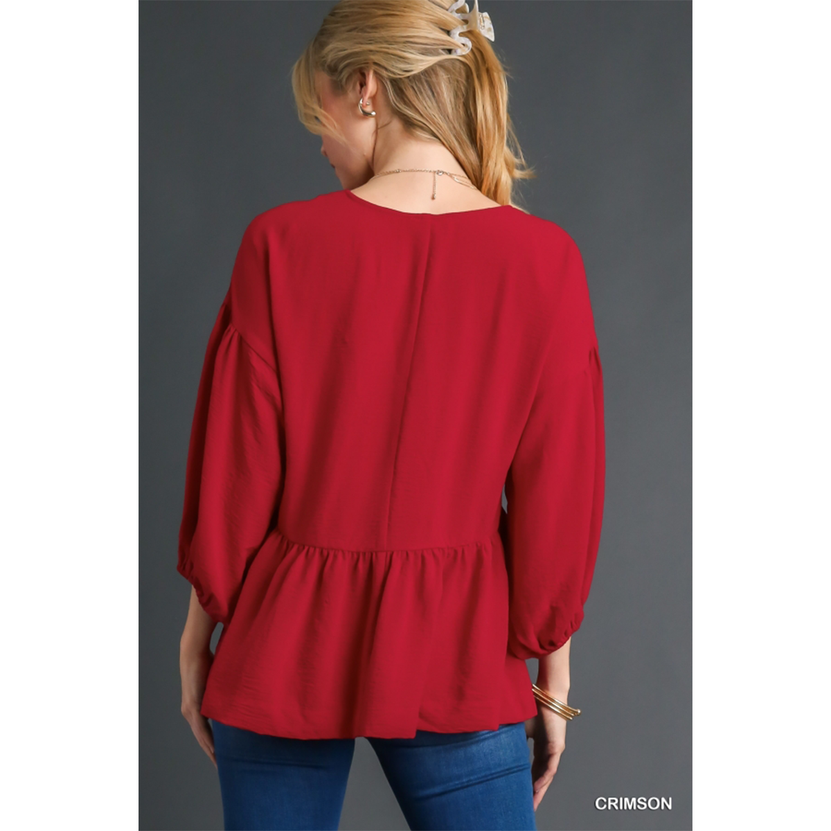Crimson V Neck Top