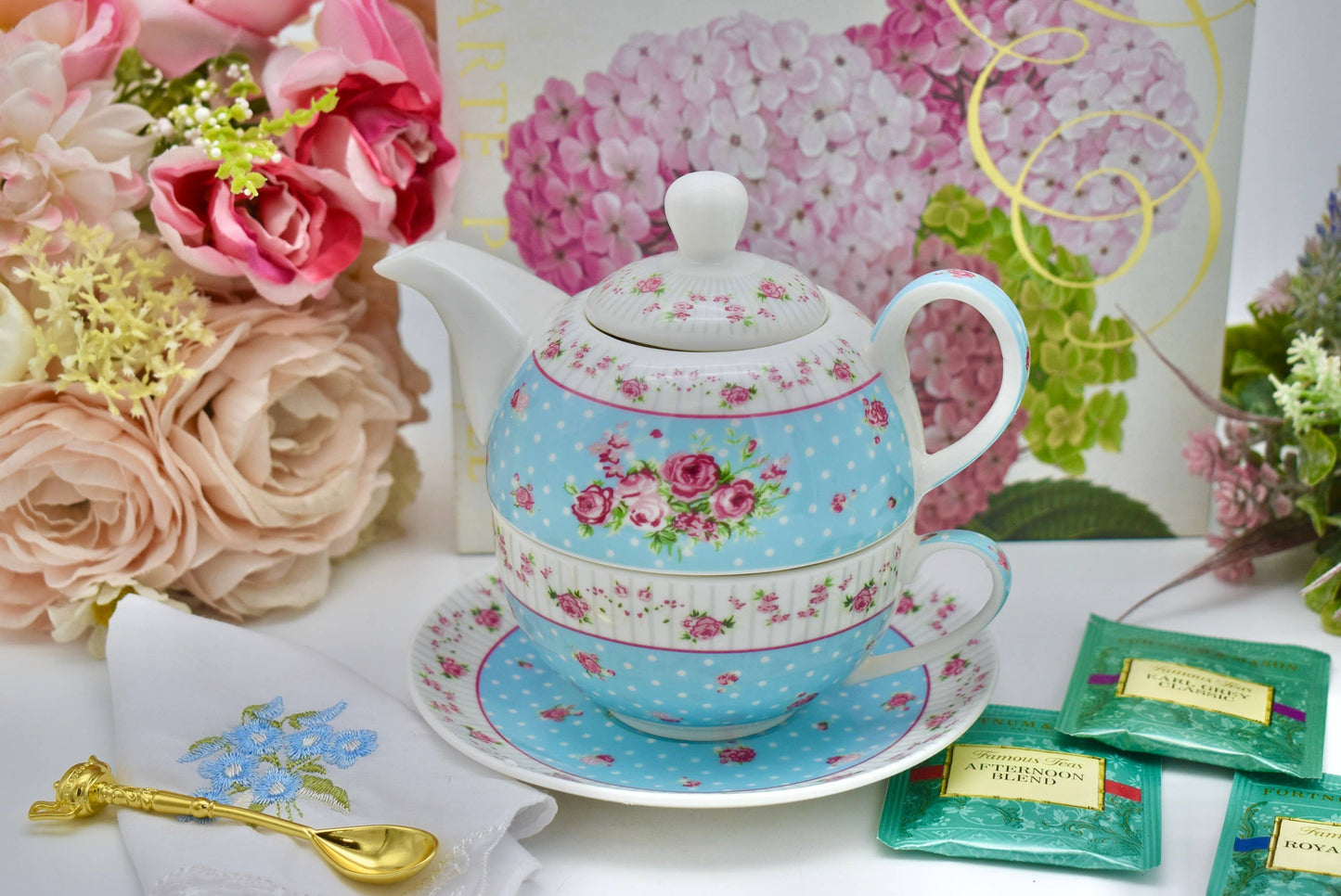 Floral Aqua Blue