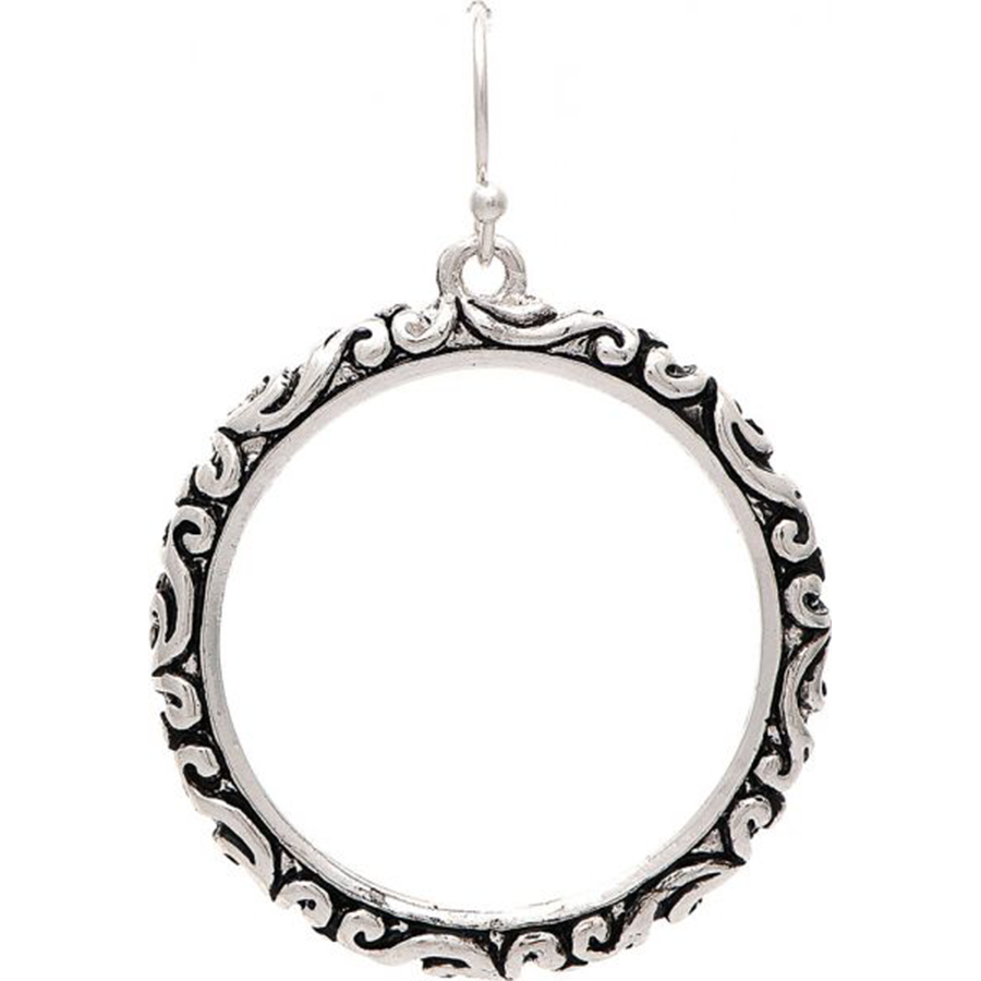 Silver Oxidized Round Earrings