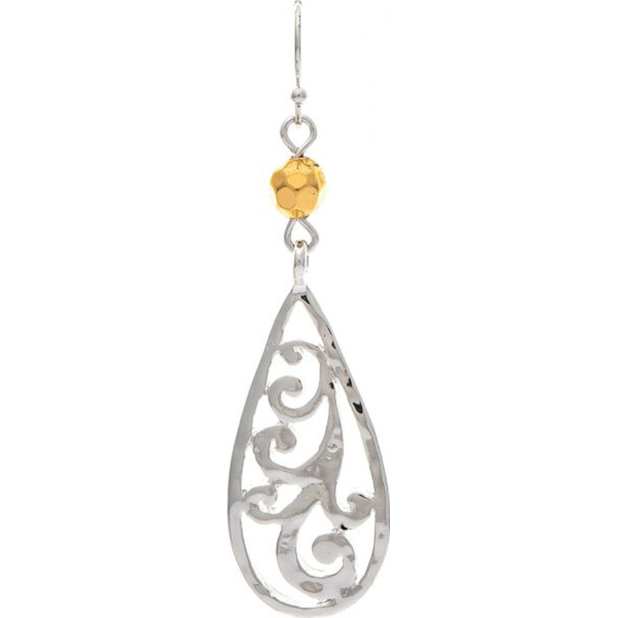 Silver Scroll Gold Bead Earrings