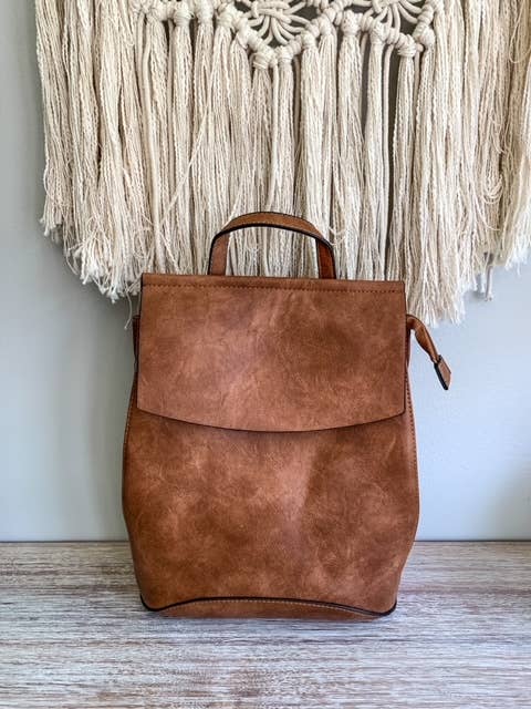Flap Over Convertible Backpack: Black