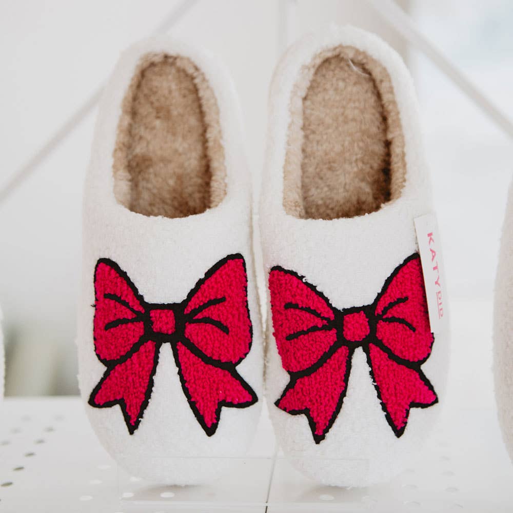Bow Fuzzy Slippers S/M