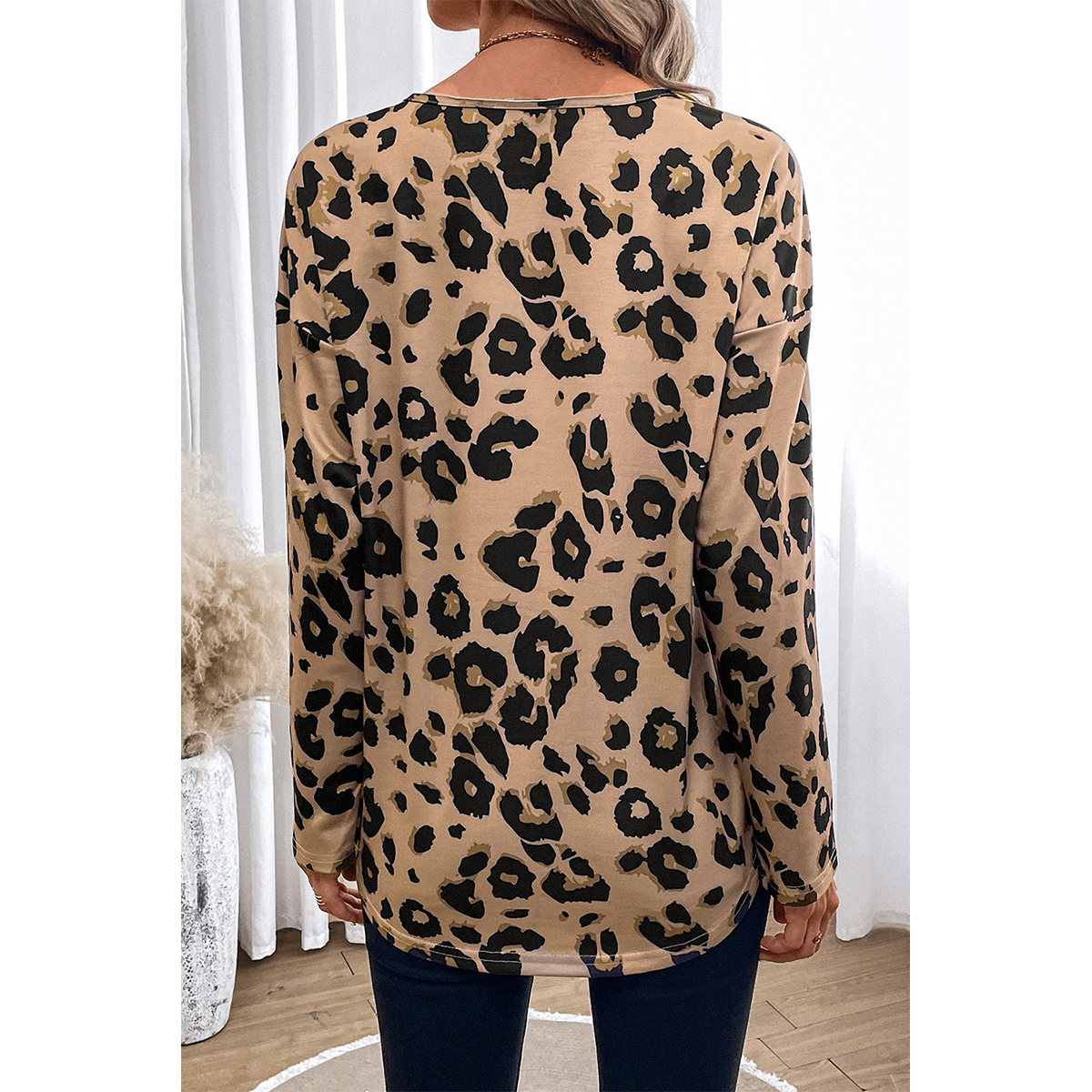 Leopard V Neck Top