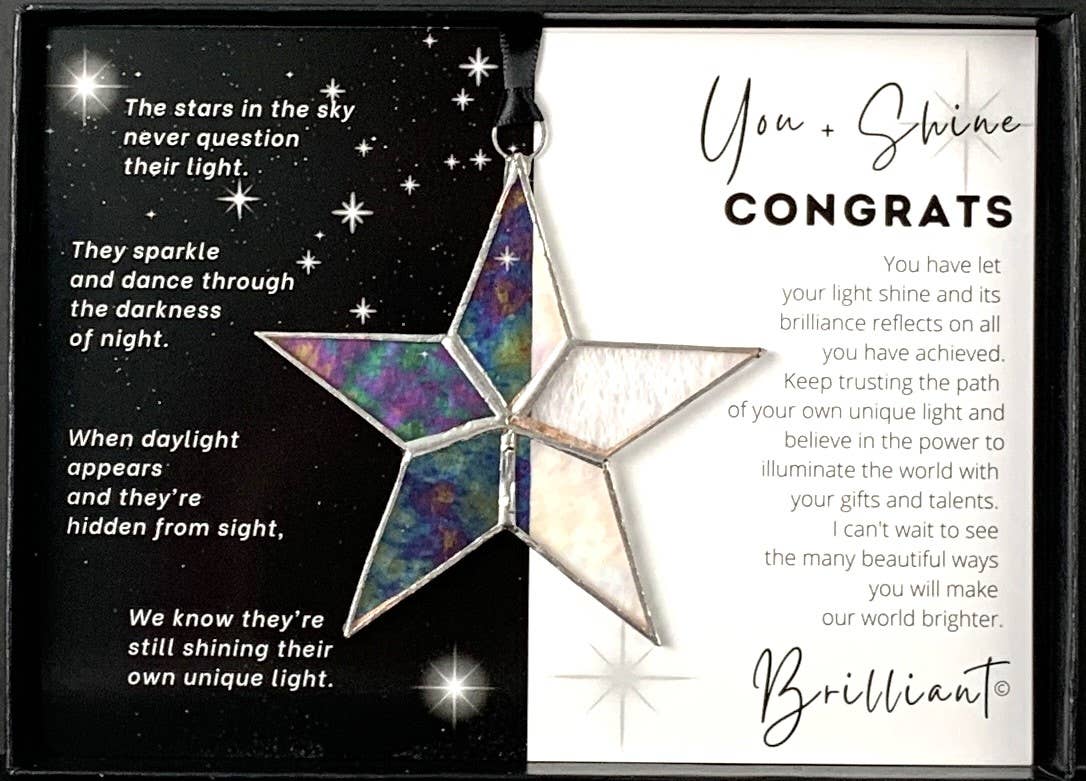 You + Shine: Congrats Handmade Stained Glass Star 7700