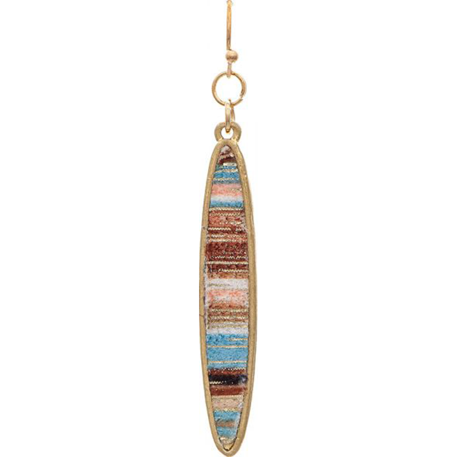 Gold Brown Multi-Inlay Earrings