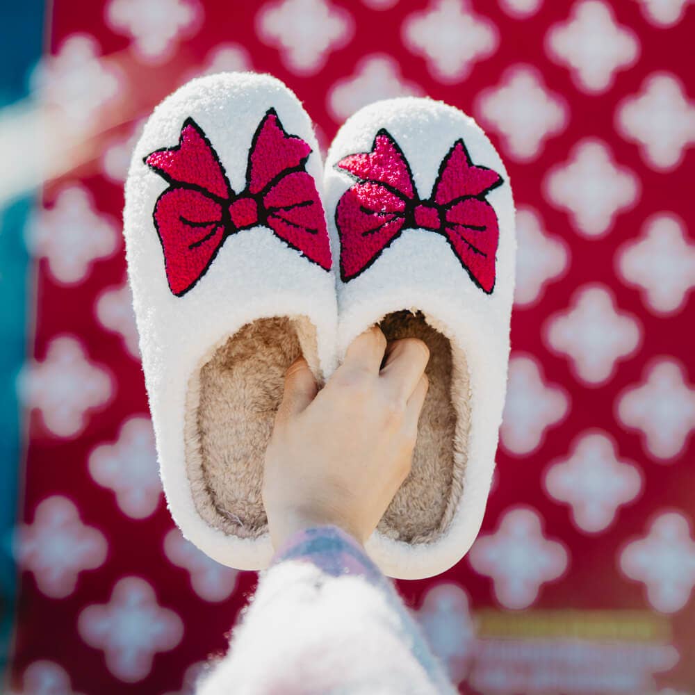 Bow Fuzzy Slippers S/M