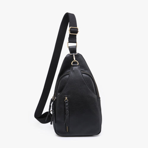 Nikki Dual Compartment Sling Pack Bag in Black