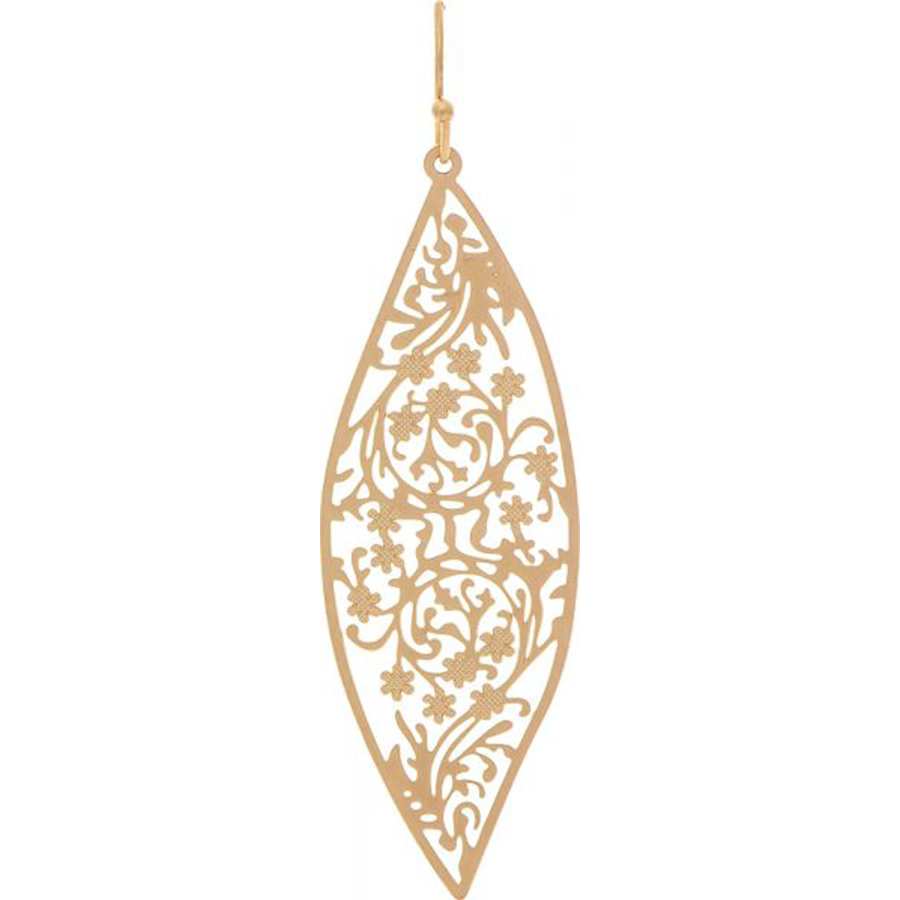 Gold Filigree Swirl Ellipse Earrings