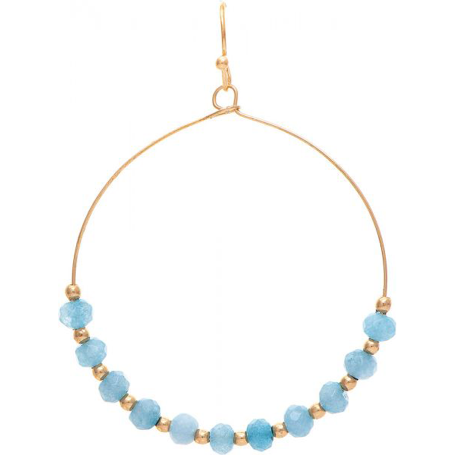 Gold Blue Beaded Circle Earrings