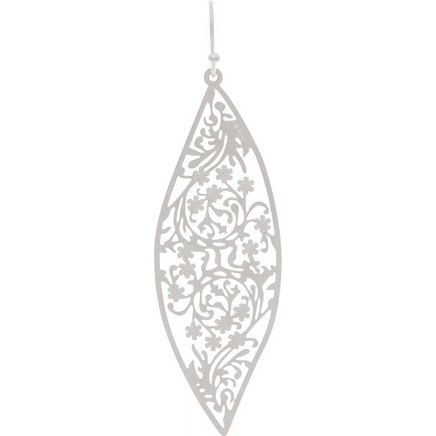 Silver Filigree Swirl Ellipse Earrings