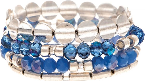 Silver and Blue Beaded Bracelet