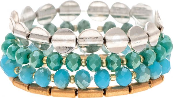 Two Tone Green Beaded Bracelet