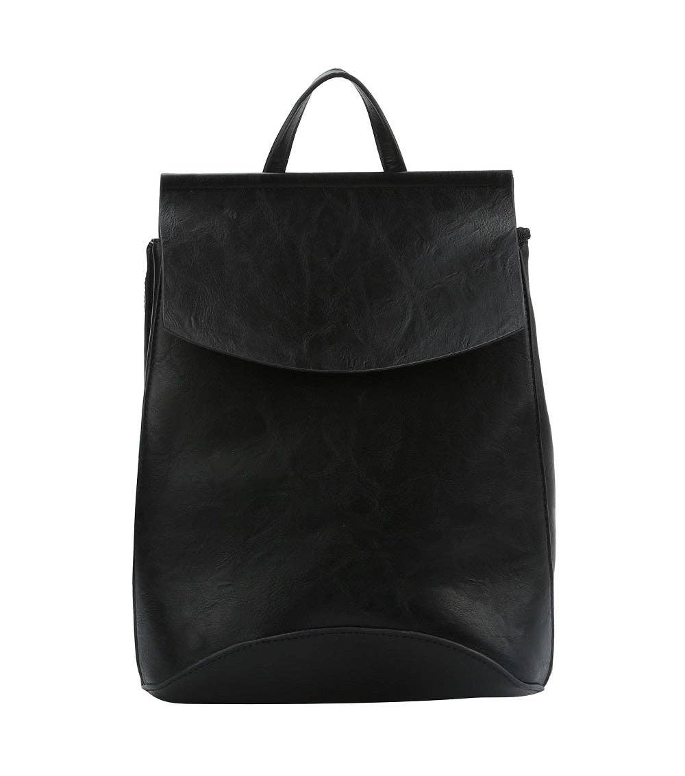 Flap Over Convertible Backpack: Black