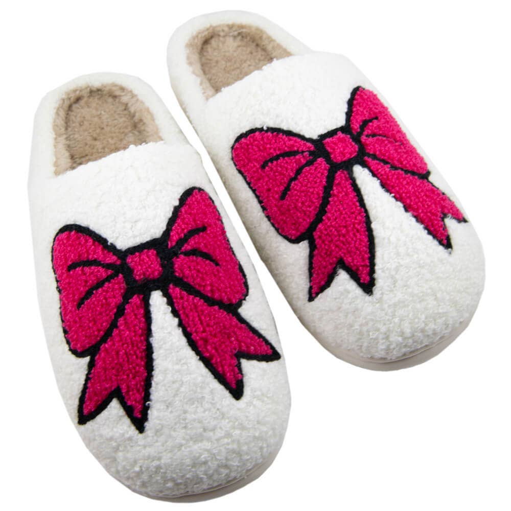 Bow Fuzzy Slippers S/M
