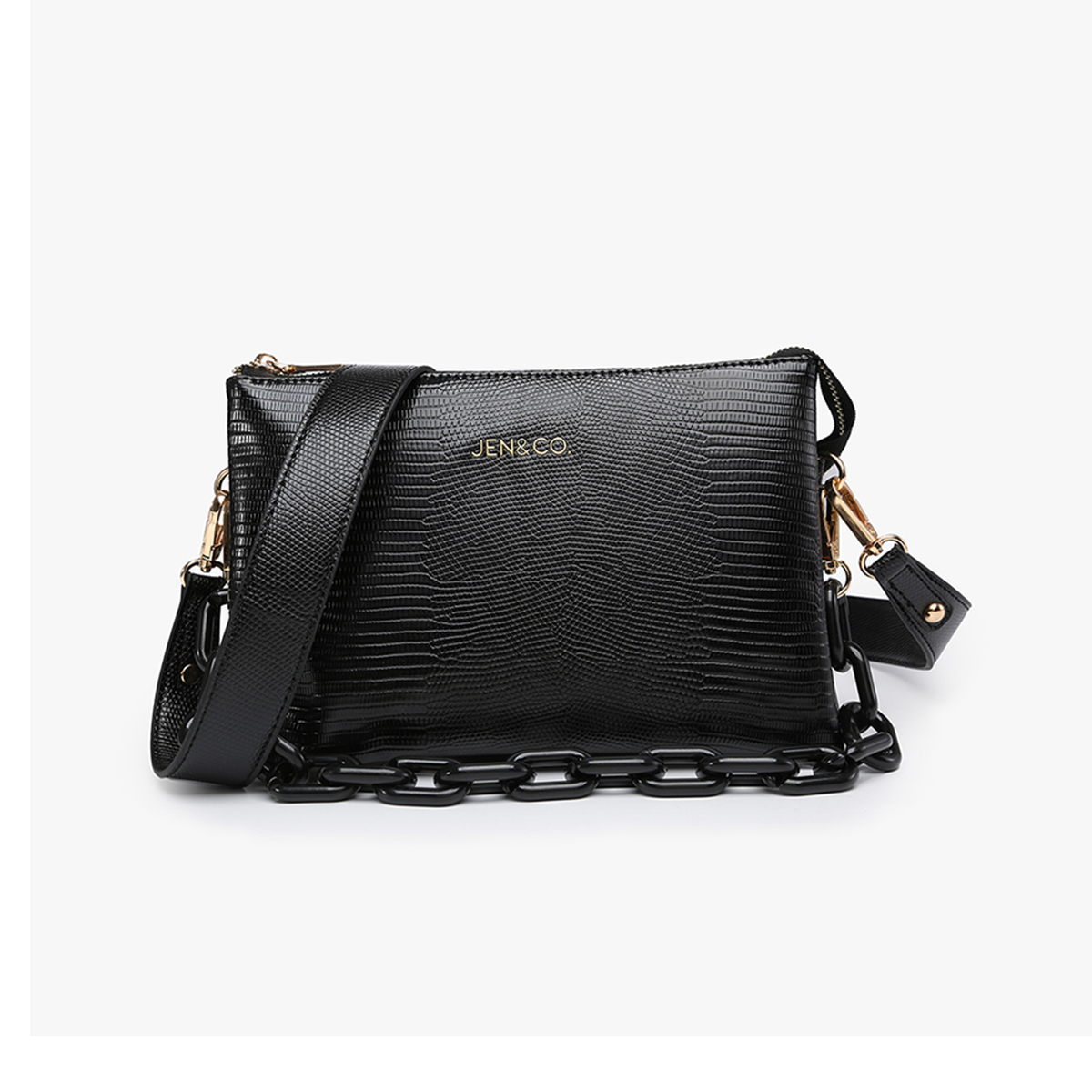 Izzy Crossbody Lizard Black