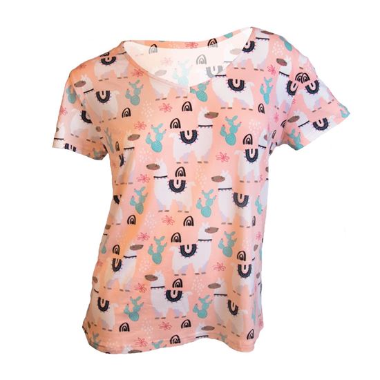 Southwest Llama V-Neck Pocket Tee