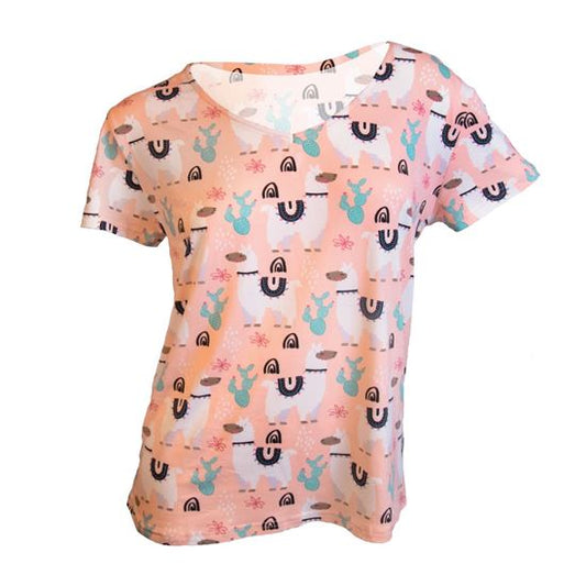 Southwest Llama V-Neck Pocket Tee