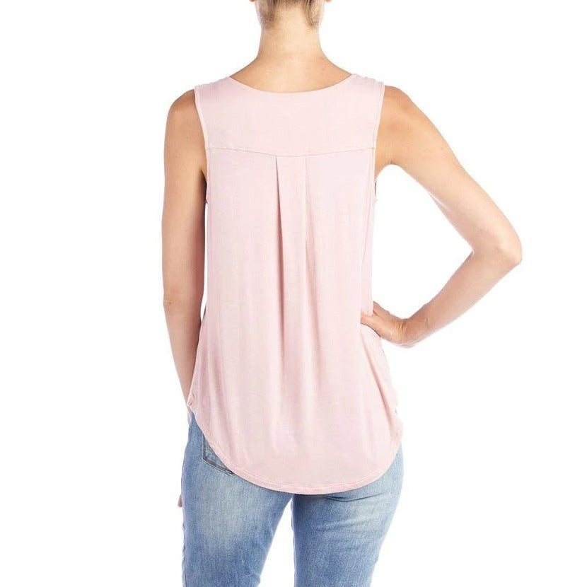 Erin Pleat Back Tank - Grey Lilac