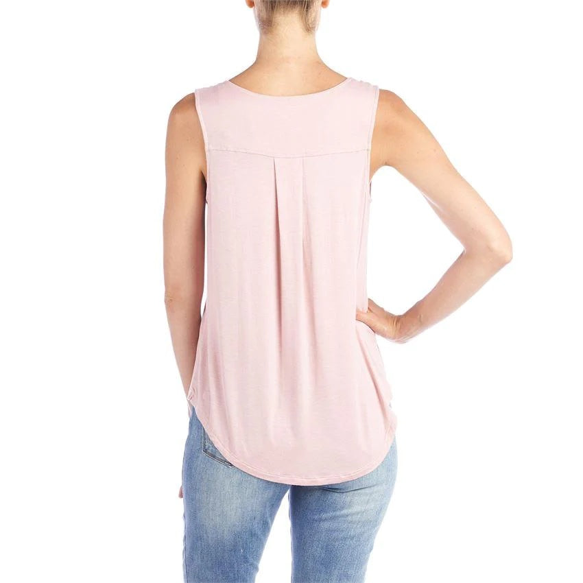 Erin Pleat Back Tank - Light Grey
