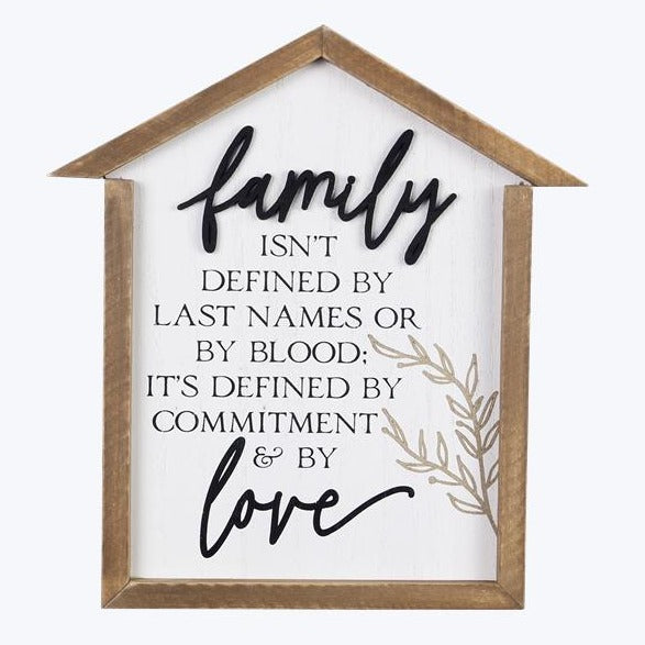 Wood House Shaped Family Sign