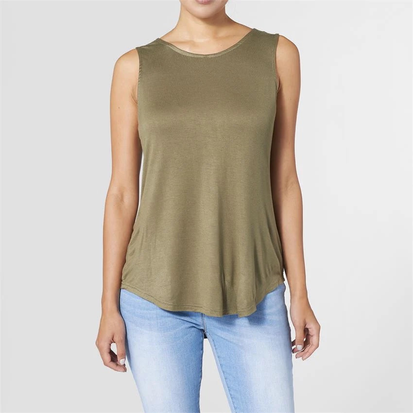 Erin Pleat Back Tank - Olive