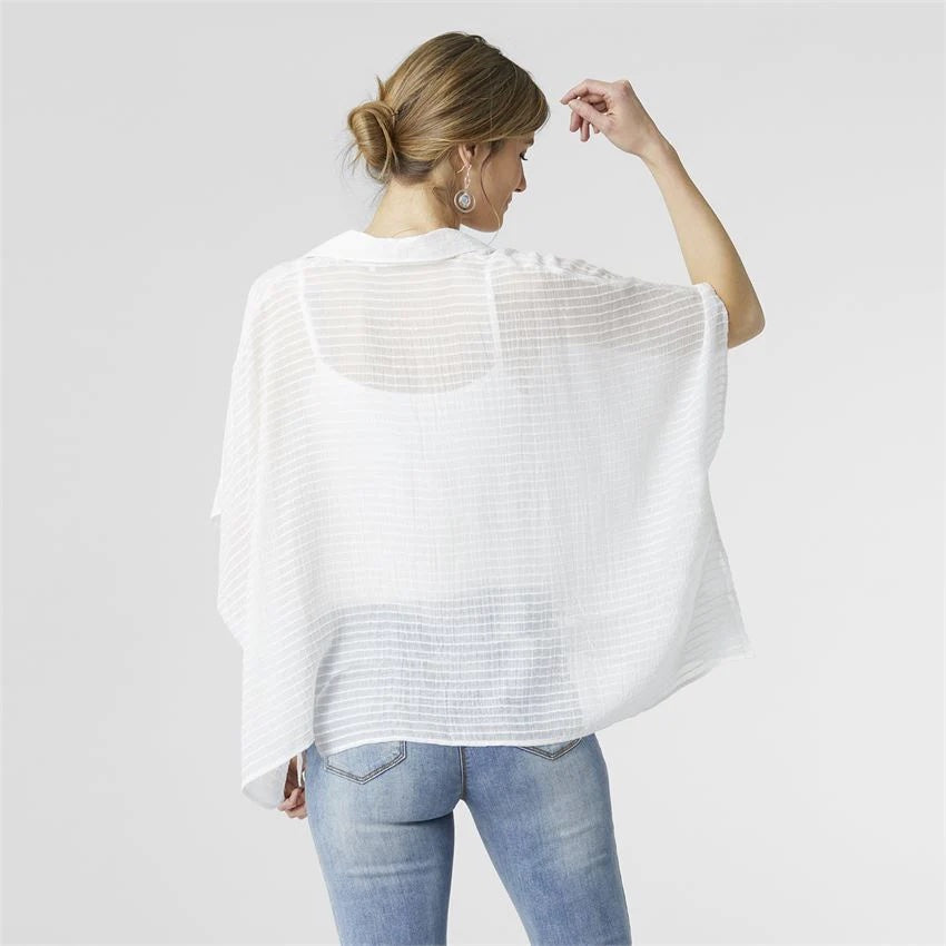 Collared Poncho - White