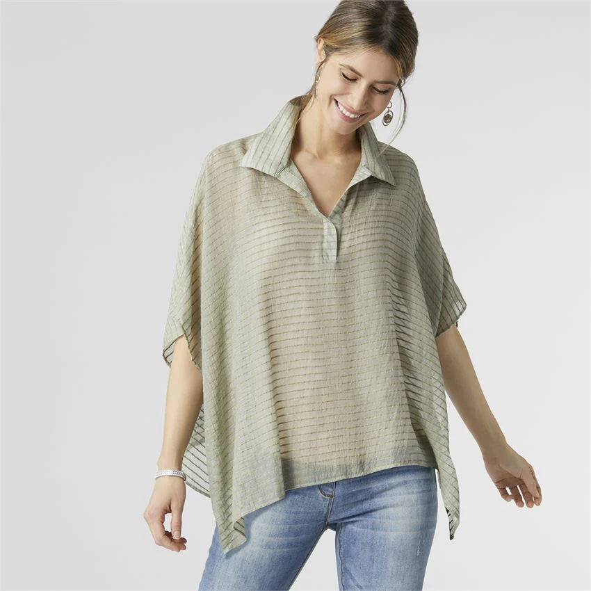 Collared Poncho - Sage Green