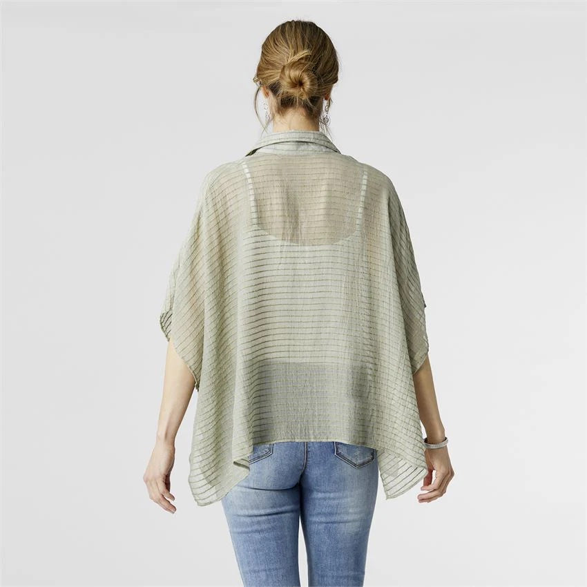 Collared Poncho - Sage Green