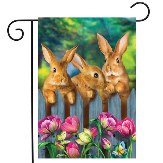 Garden Bunnies & Tulips Garden Flag