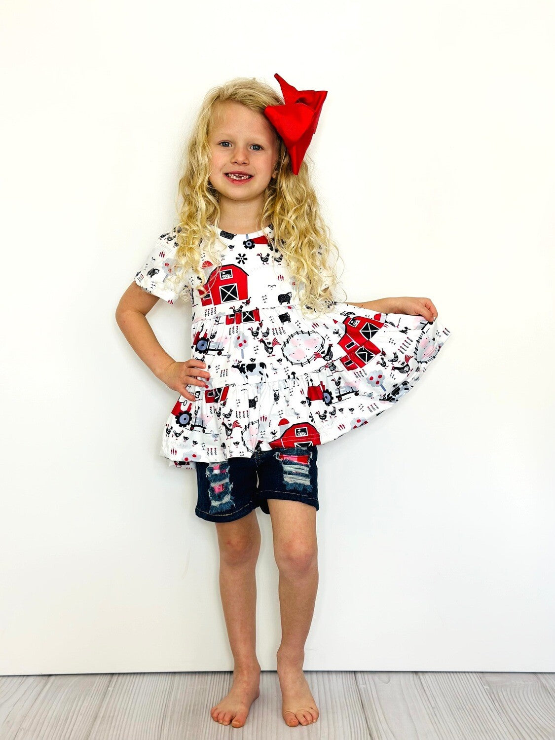 Red Barn Shorts Girls Set