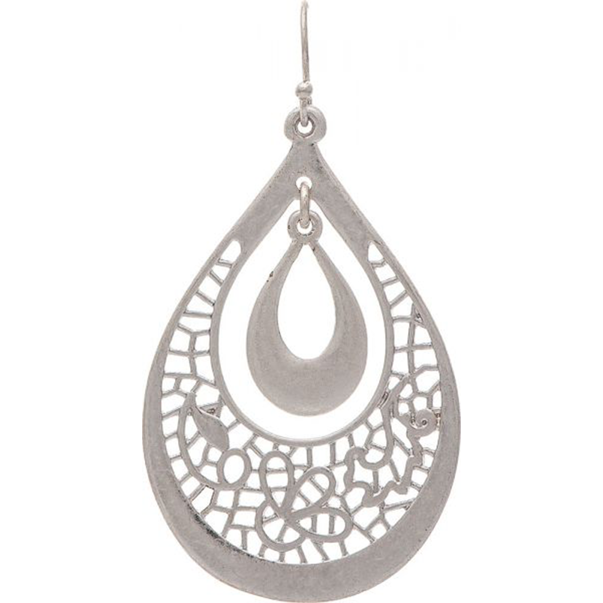 Silver Filigree Double Teardrop Earrings