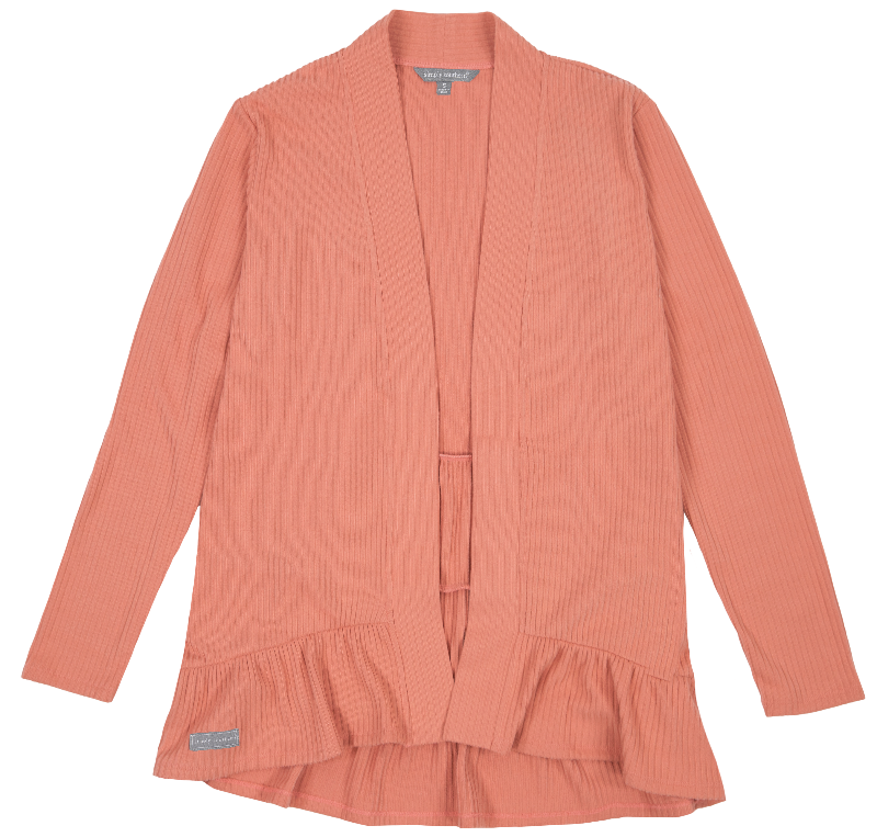 Classic Cardigan with Ruffle Bottom - Sunset