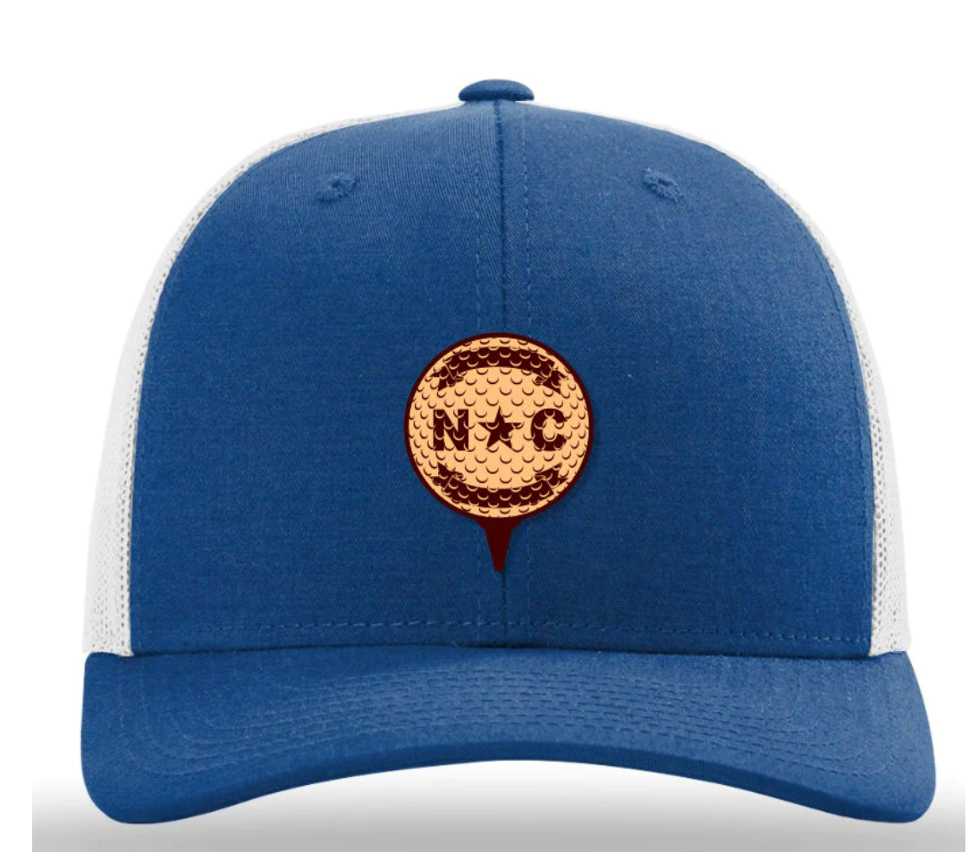Golf Leather Patch Hat Royal Blue/ Light Grey