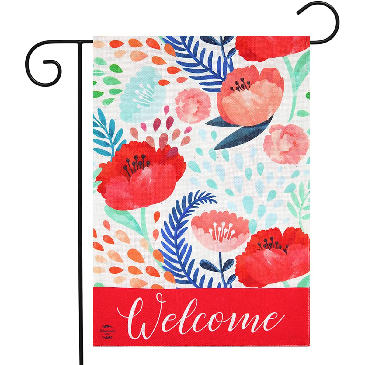 Floral Fun Burlap Garden Flag