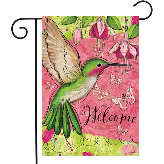 Blissful Hummingbird Garden Flag