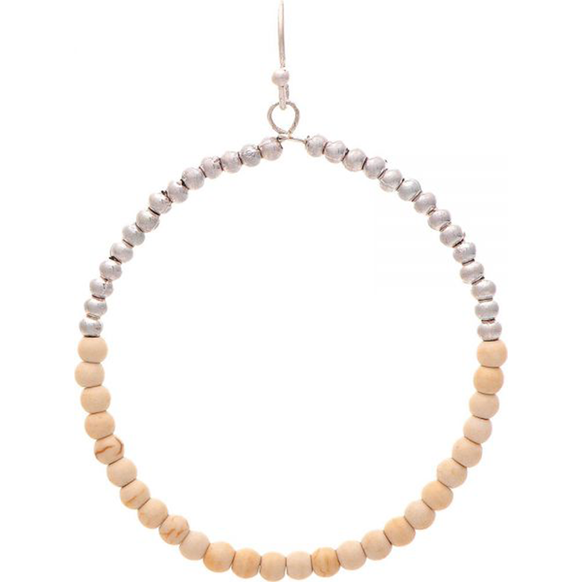 Silver Ivory Beaded Circle Earrings