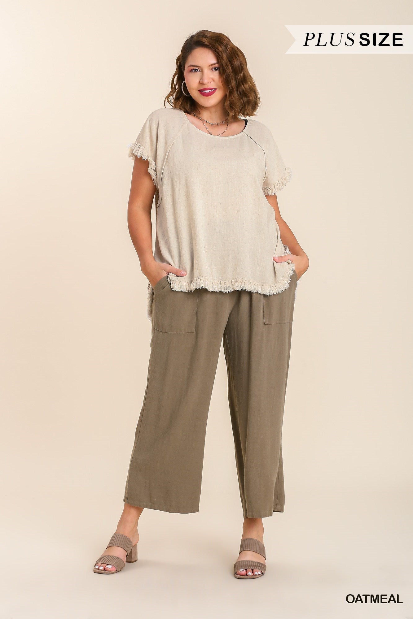 Linen Blend Scoop Neck Shirt