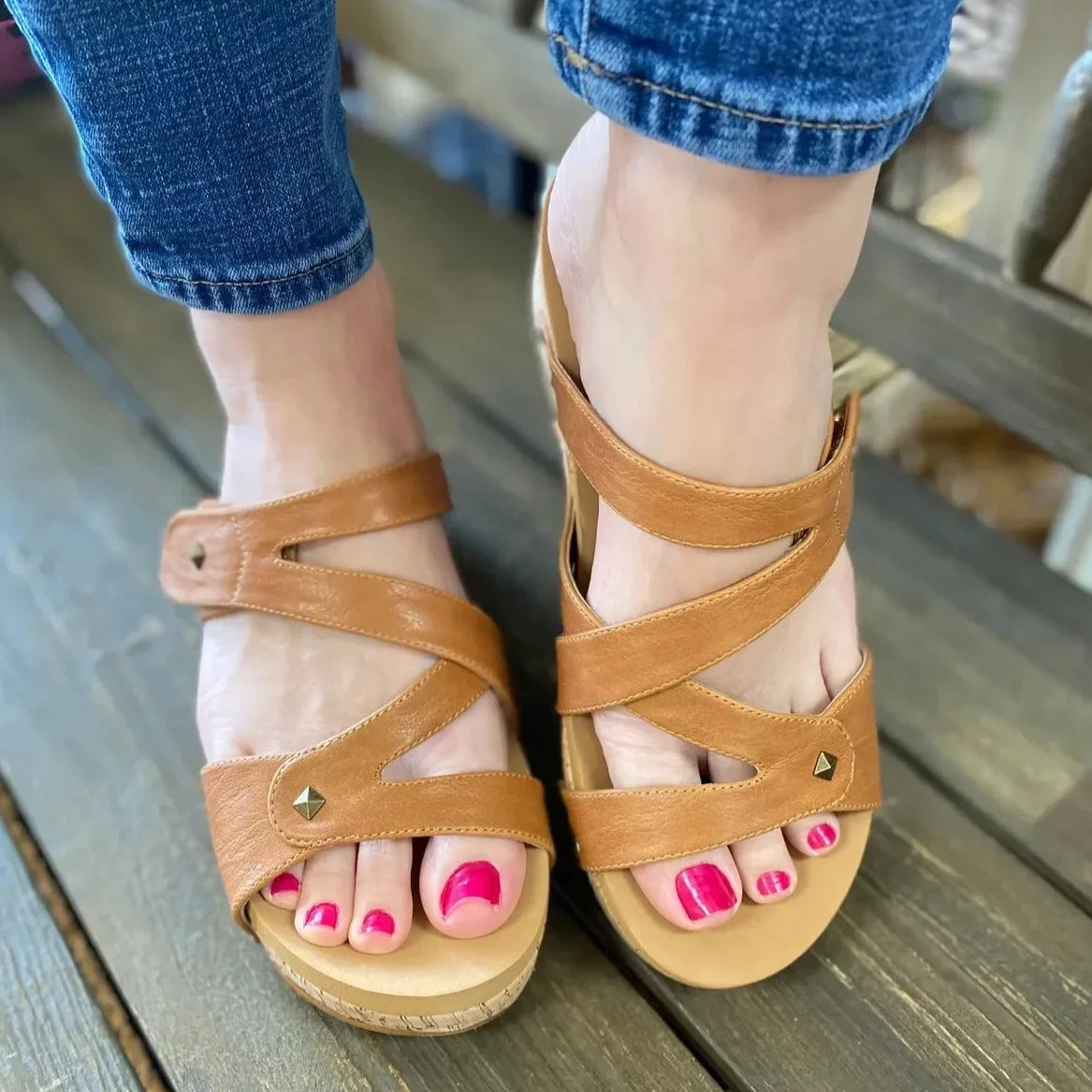 Corky's Wander Wedge Sandles - Cognac