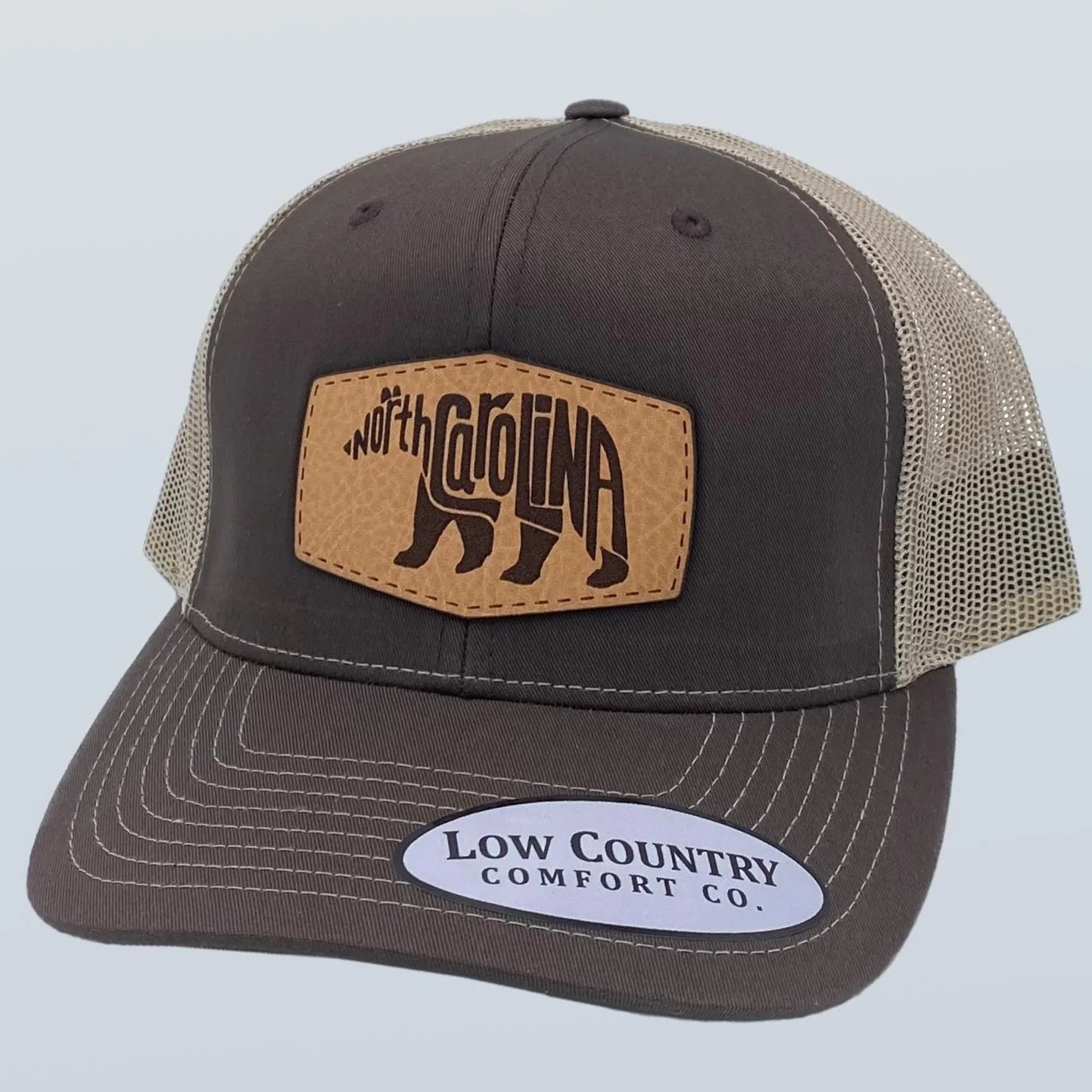 North Carolina Bear Leather Patch Hat Brown Khaki