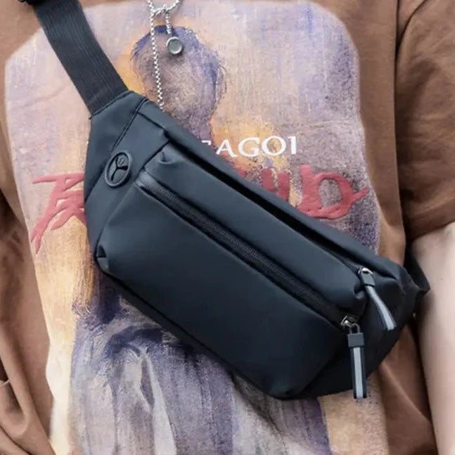 Black Zipper Pockets Fanny Pack