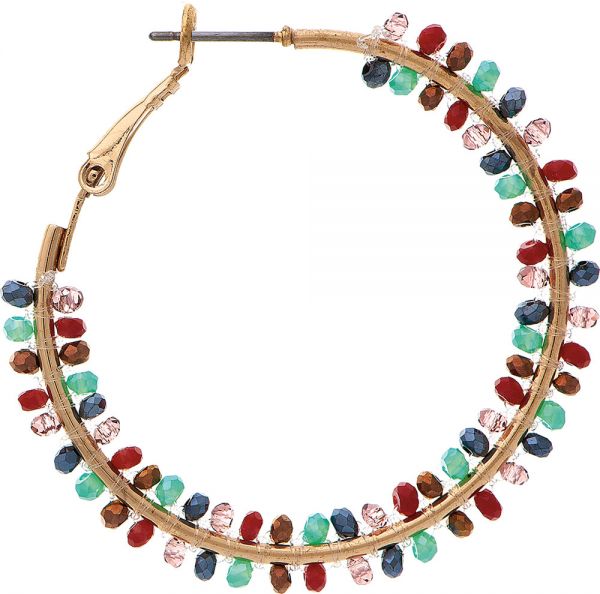 Gold Multi Bead Edge Hoop Earrings