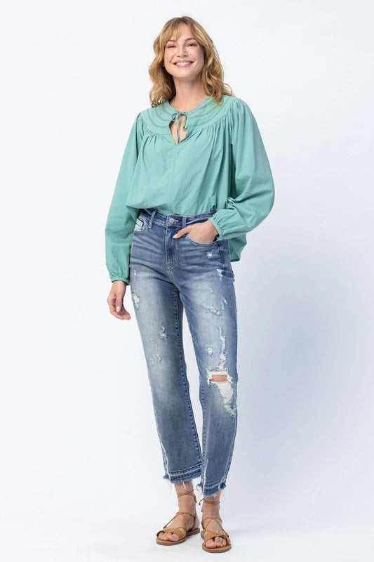 Judy Blue Jeans Release Hem High Waist Ankle Straight