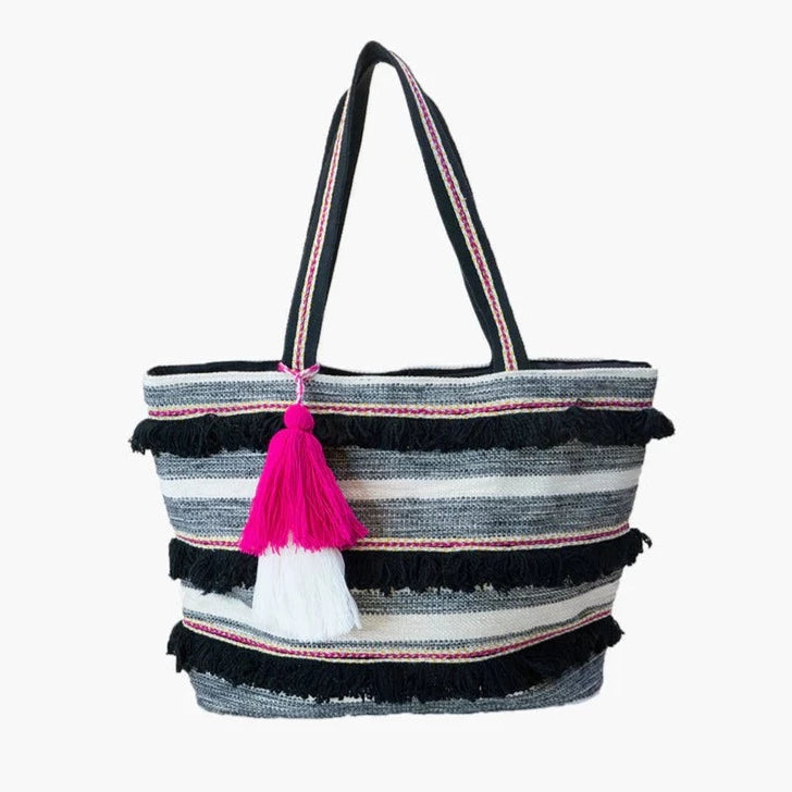 Taisha Striped Tassel Tote