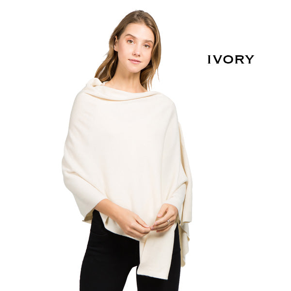 Cashmere Feel Poncho - Ivory