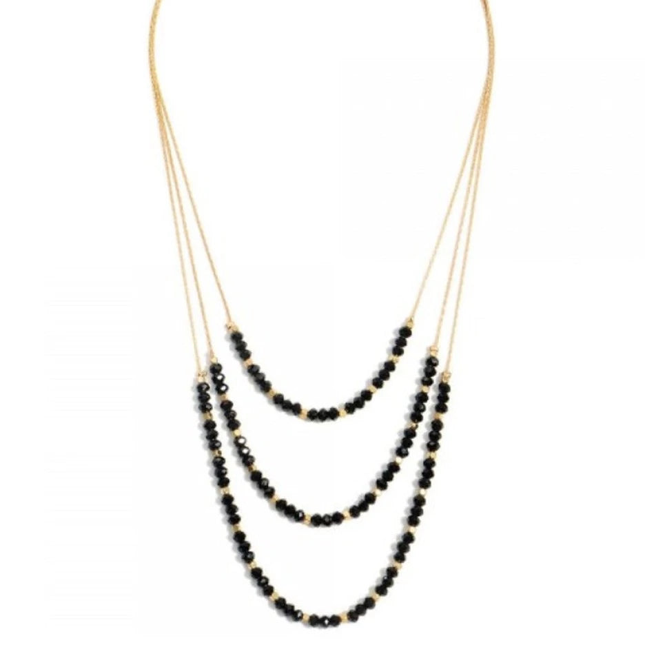 Black Beaded Glass Necklace